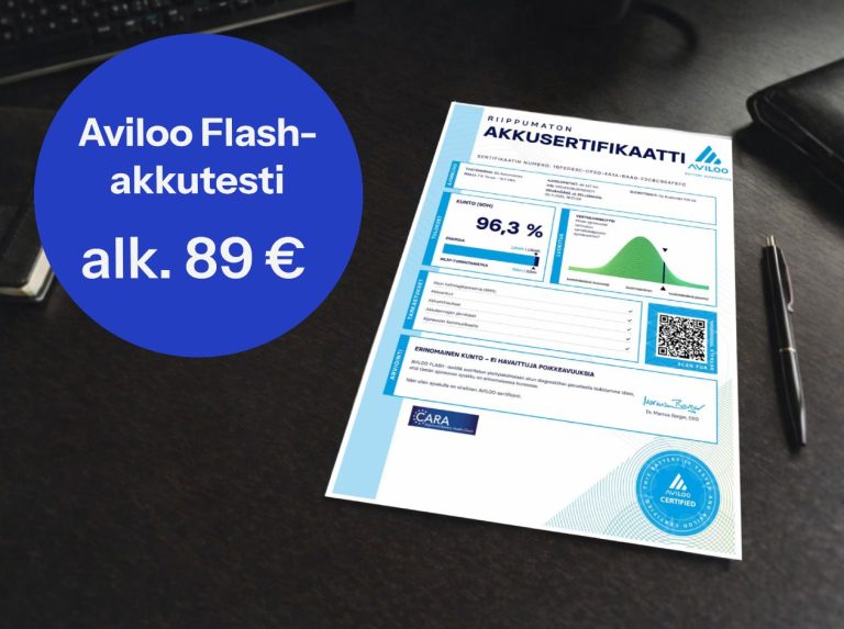 Akkusertifikaatti - Korkeajänniteakun SoH testi